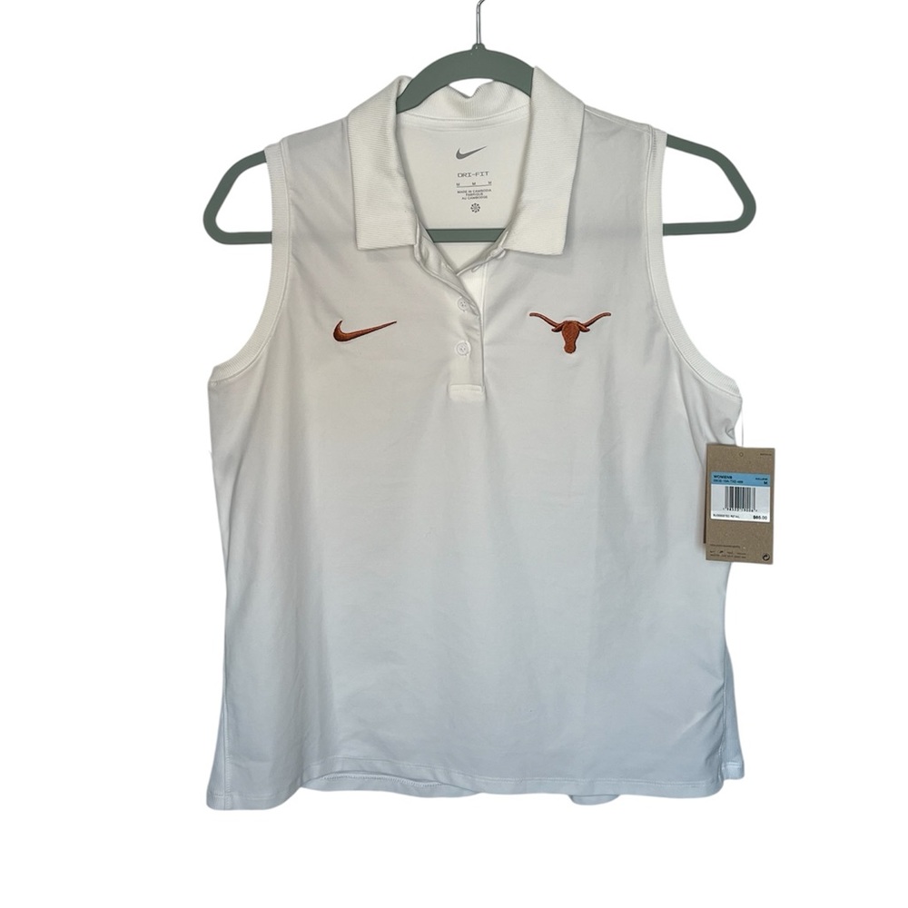 Nike White Sleeveless Polo with Red Accents